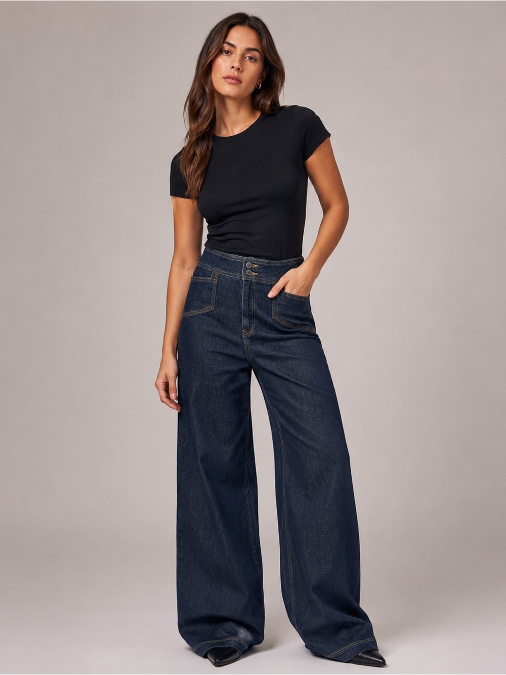 House of Harlow 1960 Dark Wash High Rise Wide Leg Jeans, size 30
